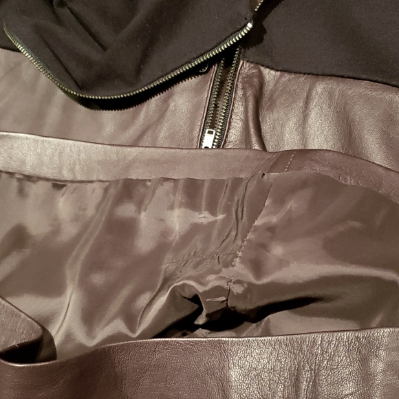 Halogen NORDSTROM New Leather & Ponte Knit Shift Dress ESPRESSO BLACK Womens XLP - Picture 16 of 16